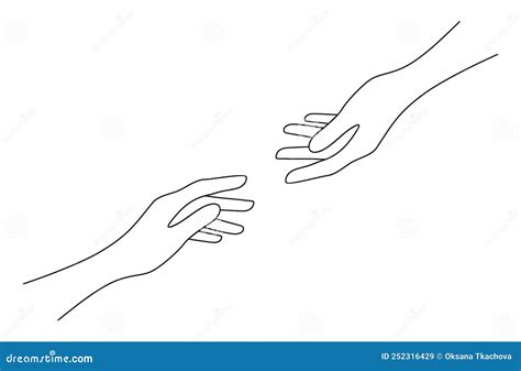 Two Reaching Hand Drawing Clipart