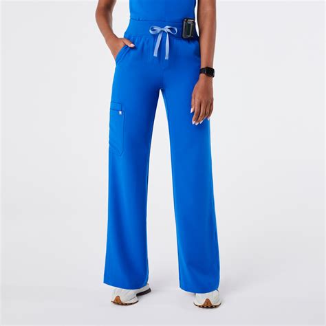 Women's High Waisted Isabel Wide Leg Scrub Pants - Royal Blue · FIGS