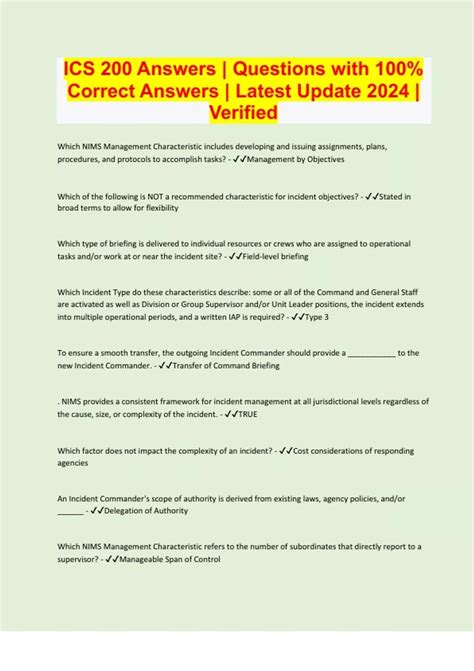 ICS 200 Answers | Questions with 100% Correct Answers | Latest Update ...