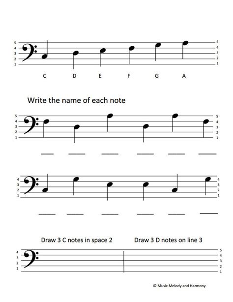 Bass Clef Notes Worksheet