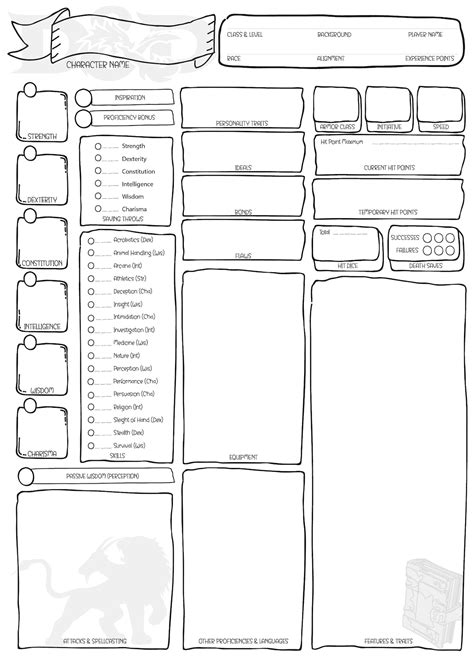 Dnd 5e Character Sheet: Simple PDF for Dungeons and Dragons 5th Edition ...