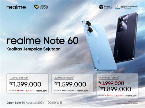 Realme Note 60 Resmi di Indonesia, Harga Mulai Rp1.399.000 • Jagat Gadget