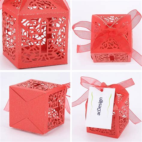 Buy acDesign Baptism Favor Boxes 100Pcs Wedding Favor Boxes Red Favor ...