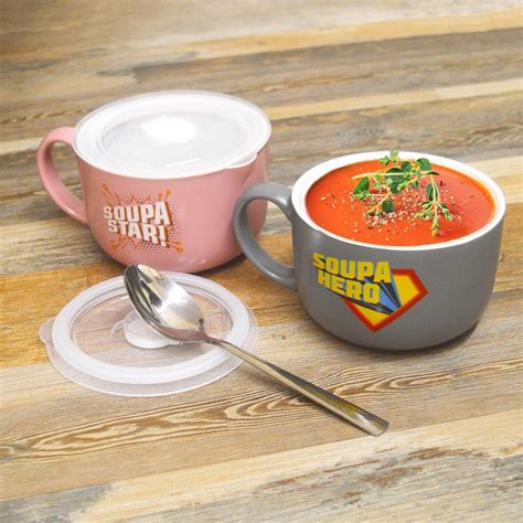 Soup Mugs With Lids, Pink or Grey, Microwave Bowls, Silicone Lids - Etsy UK