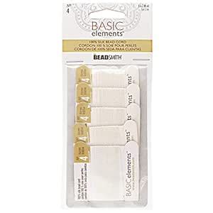 The Beadsmith Basic Elements Pure Silk Cord – White Color – Size 4 (0 ...