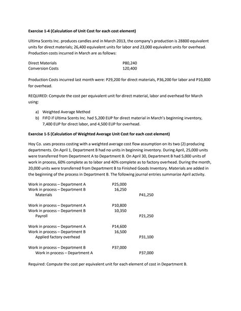 Image result for Process Costing Sample Problem