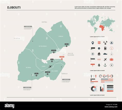 Vector map of Djibouti. High detailed country map with division, cities and capital. Political ...