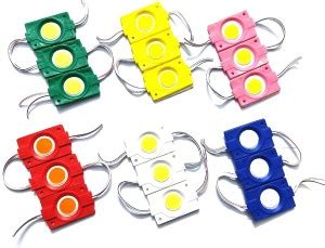 Wangsales (3 Pc Each Red Green Blue Yellow White Pink) 12V DC Coin LED ...