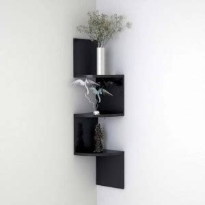 KraftStics Wooden Wall zig zag shelf( No. Of Shelf 3 black) MDF (Medium ...