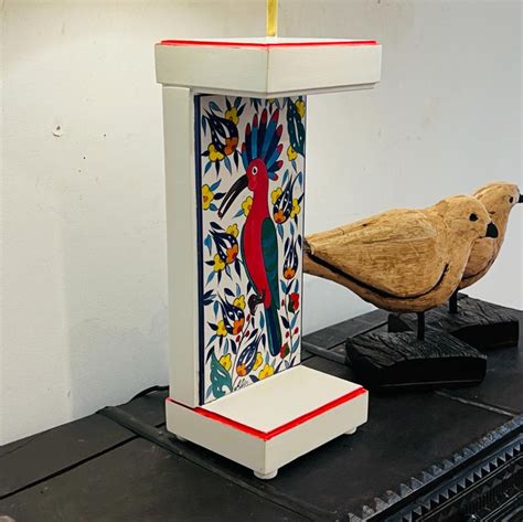 Noor 21 : Woodpecker Floral Painted Ceramic Tile Decorative Table Lamp ...