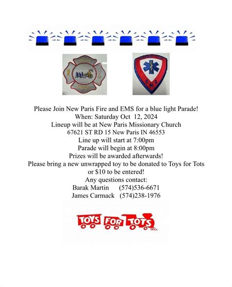 New Paris Fire/EMS first annual Blue Light Parade , New Paris ...