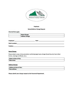 Employee Name/Address Change Request - Blank Fillable Template | Fill ...