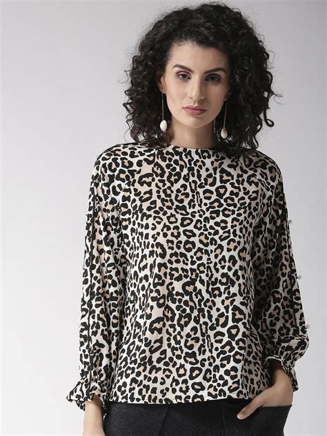 Style Quotient Women Beige & Black Animal Print Top – StyleQuotient