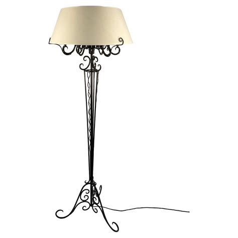 French Art Deco Wrought Iron Floor Lamp in the Style of Edgar Brandt ...