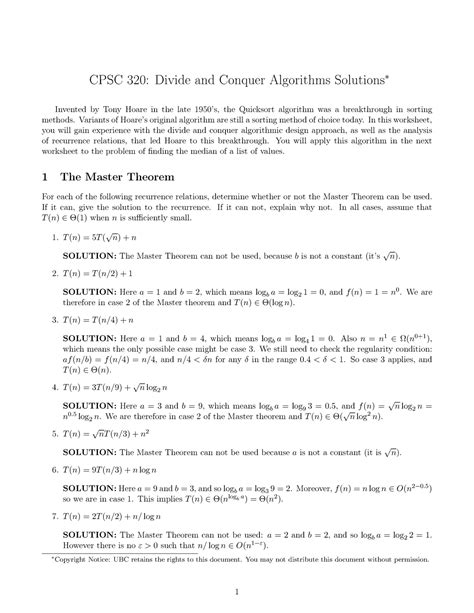 05-divide-and-conquer-soln - CPSC 320: Divide and Conquer Algorithms ...