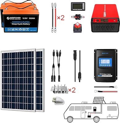 ACOPOWER 200Ah Battery 200W Poly Solar Power System: India | Ubuy