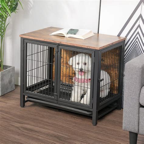 Buy PANTAZO Wooden Dog Crate Furniture with Tray, Heavy Duty Dog Kennel ...