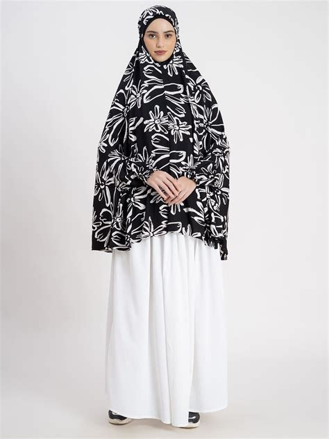 Chic Leaf Print Namaz Dupatta Black – Mawdeest