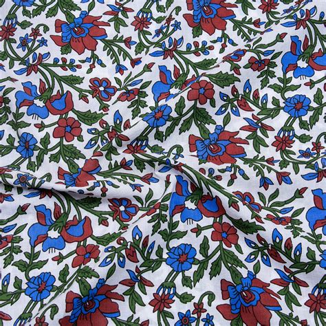 Buy Handmade Floral Hand Block Printed Cotton Fabric Online – Dmaasa