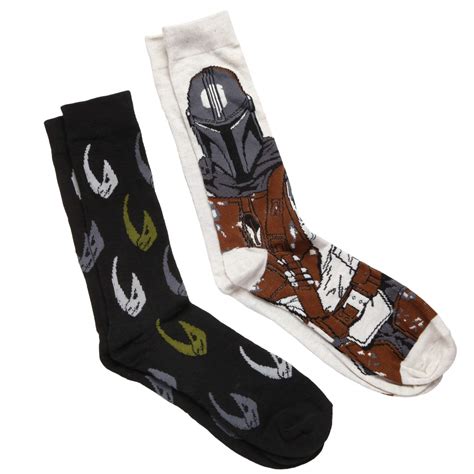Star Wars The Mandalorian Character Logo Tossed Adult 2-pack Crew Socks ...