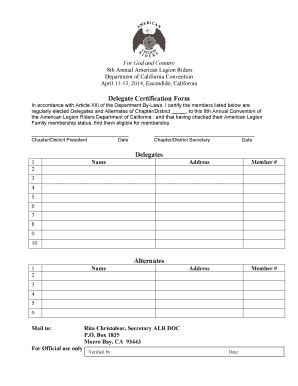 Delegate Certification Form - Blank Fillable Template | Fill Out, Print ...