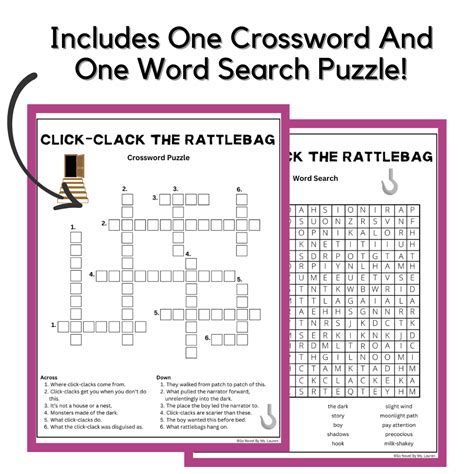 Crossword Puzzle and Word Search for the Short Story Click-Clack the ...