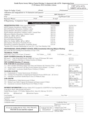 Fillable Online hps 2013 HPS Midyear Registration Form - Health Physics ...