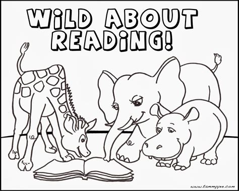Animals Reading Coloring Pages - Free coloring pages to print