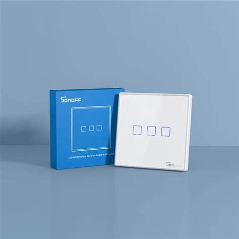 SONOFF T2EU3C-RF – Wall Panel Sticky 433MHz Wireless RF Remote 3 Gang
