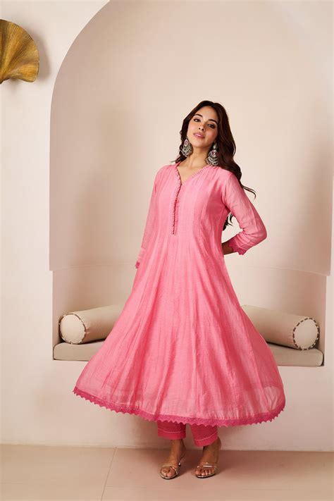 Akshara Pink Chanderi Set of 3 – fabriclane.co.in