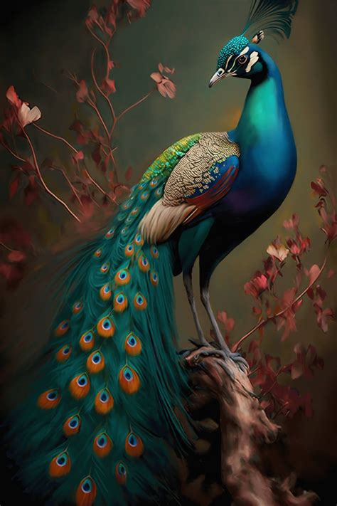 Multicolour blue peacock wallpaper mural – Artofit
