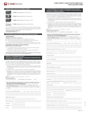 Fillable Online CIMB Supplementary Cards - CIMB Bank Fax Email Print ...