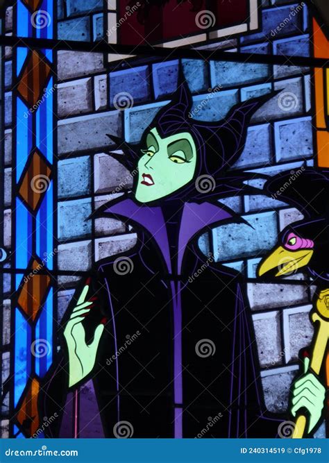 Stained Glass Window of Maleficent the Witch from Disney`s Sleeping ...
