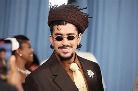 Bad Bunny at Met Gala 2025 in Brown Tailored Suit & Pava Hat