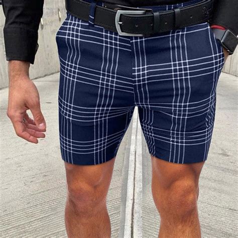 Floenr Mens Shorts,Men Dress Pants Casual Plaid Flat-Front Skinny ...