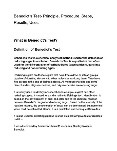 Image result for Benedict Test
