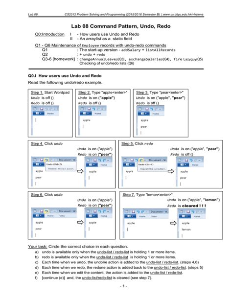 Image result for Undo/Redo Commands
