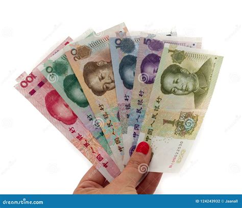 Different Chinese Yuan Banknotes Isolated on White Stock Photo - Image of republic, renminbi ...