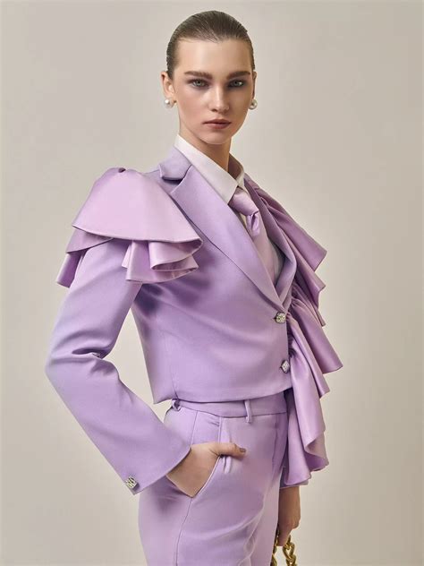 Buy Lilac Ruffle Blazer Online | Cropped Blazer at Prot Official – PROT