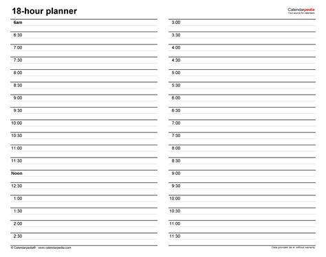 Free Hourly Planners in PDF Format - 20+ Templates