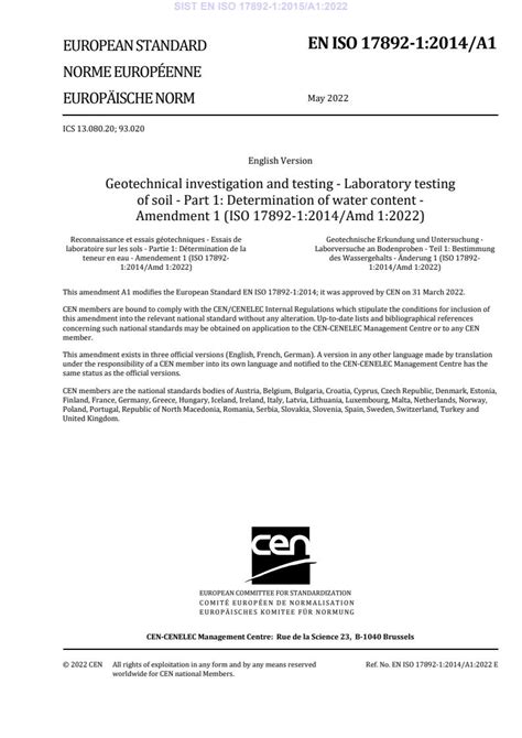 EN ISO 17892-1:2014/A1:2022 - Geotechnical investigation and testing ...