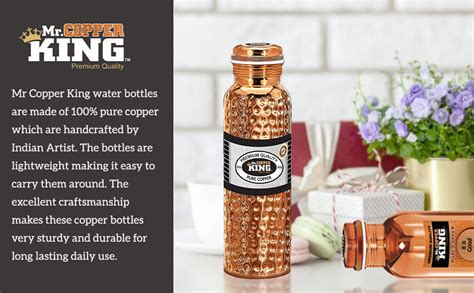 Mr.Copper King Copper Bottle For Water, 100% Pure Anti Rust Anti ...