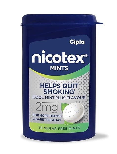 Buy Cipla Nicotex Mints | Nicotine 2mg Lozenges (10 Pcs)| Helps Quit ...