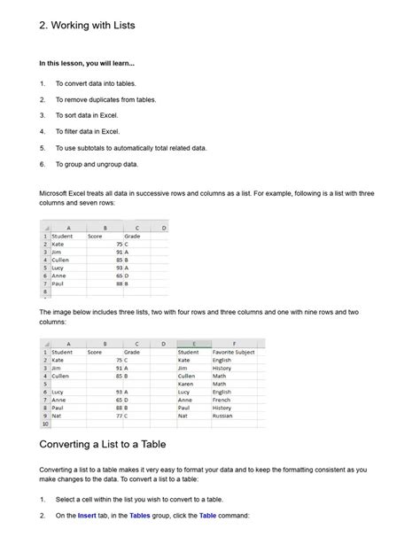 Image result for Guide for Creating Lists in Excel