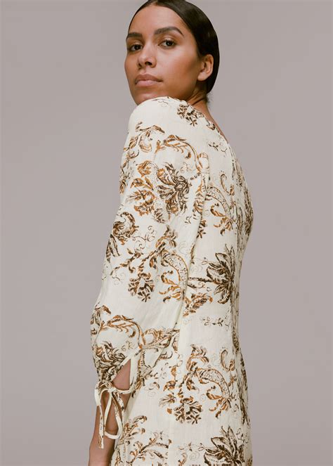 Multicolour Halle Rococo Linen Blend Dress | WHISTLES | Whistles UK