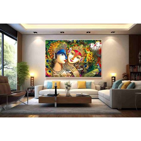 Abstract Radha Krishna Painting for Living Room wall canvas