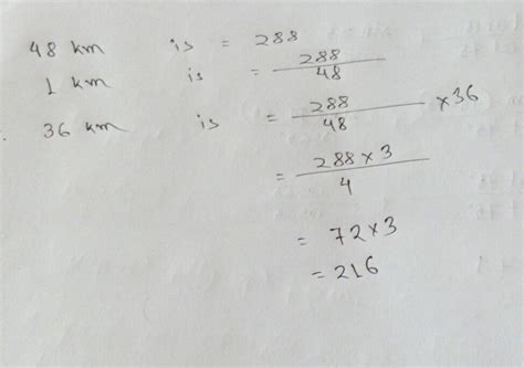 If the fare for 48km is ₹288 what will be the cost for 36 km - Brainly.in