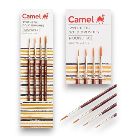 Buy Camel Synthetic Gold Brushes - Round & Flat - Series 66 & 67
