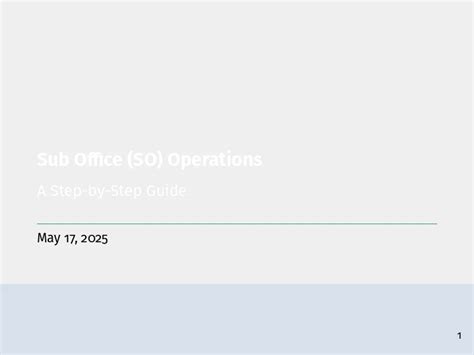 Sub Office (SO) Operations – A Step-by-Step Guide for IT 2.0