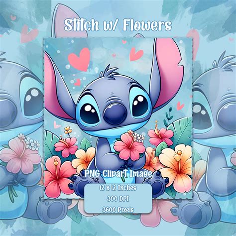 Stitch Holding Flowers PNG, Transparent Background Clipart Images ...